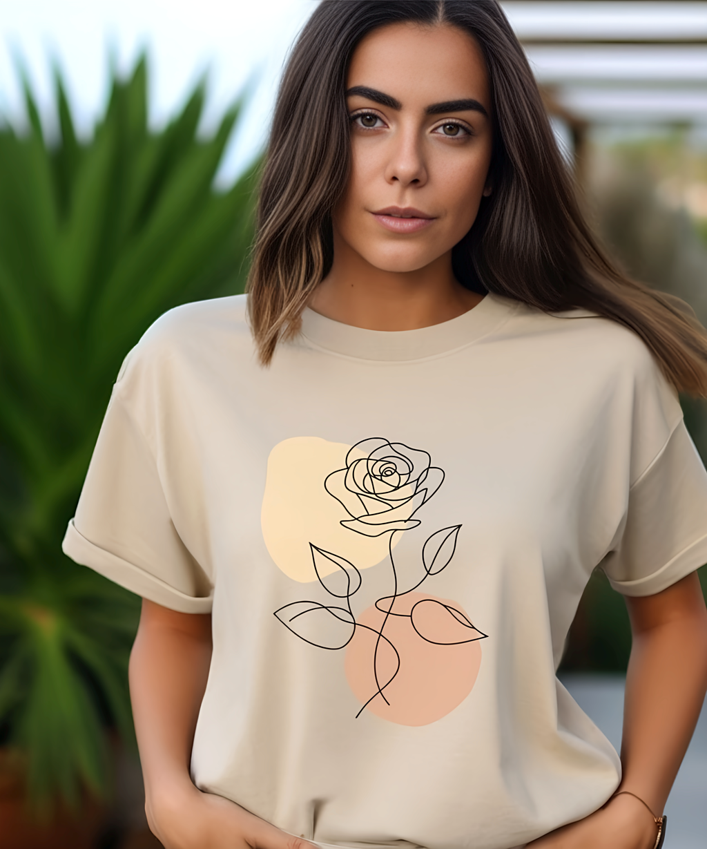 Camiseta Rosa Trazo Abstracto