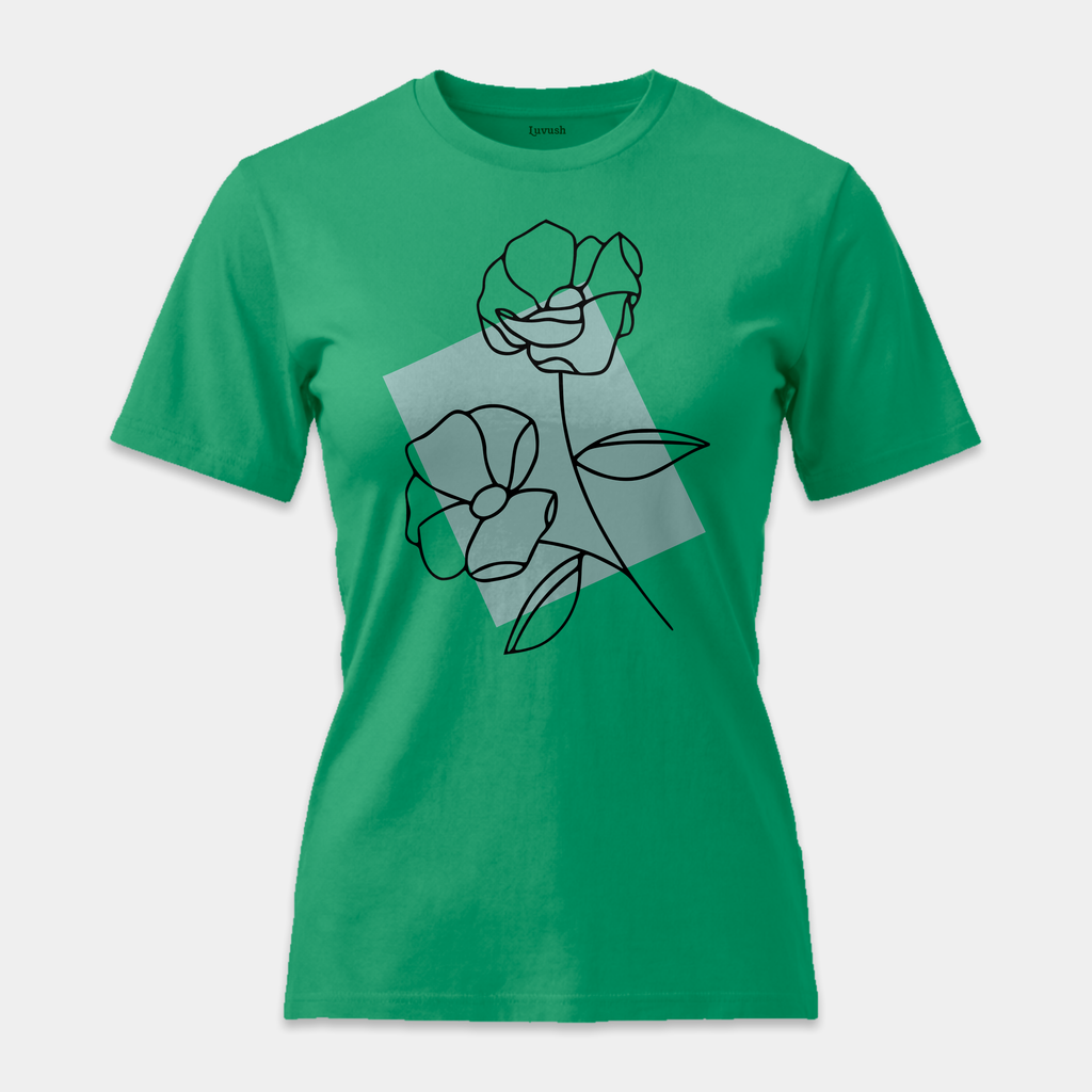 Camiseta Line Art Floral Mint