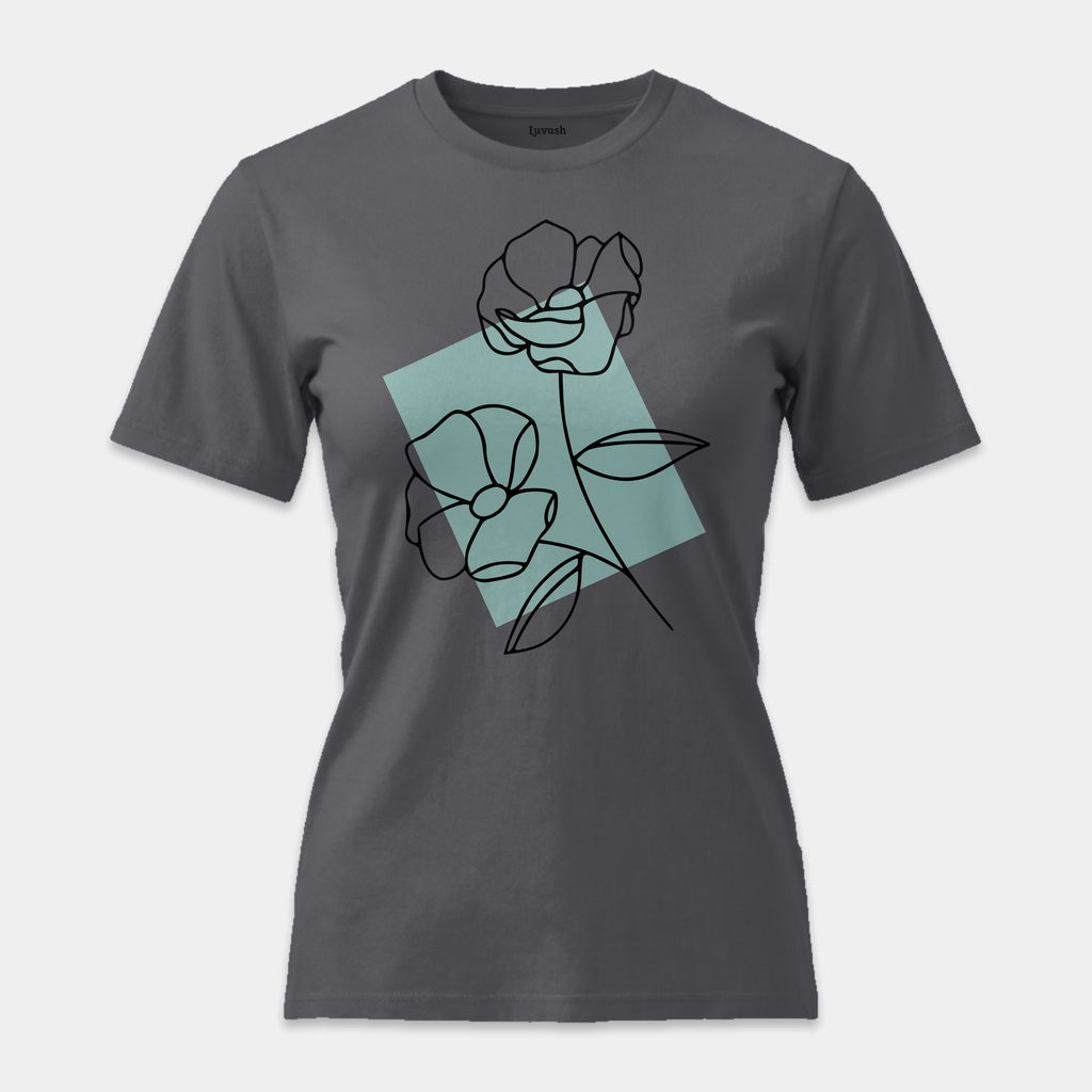Camiseta Line Art Floral Mint