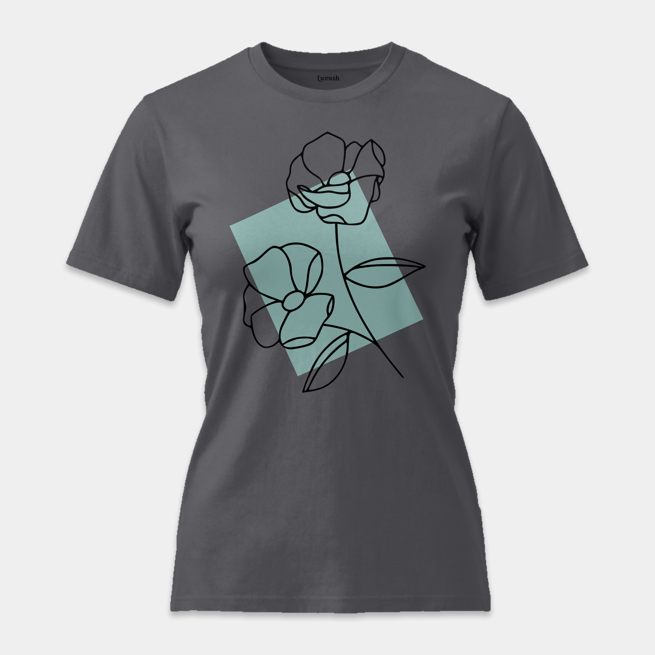Camiseta Line Art Floral Mint