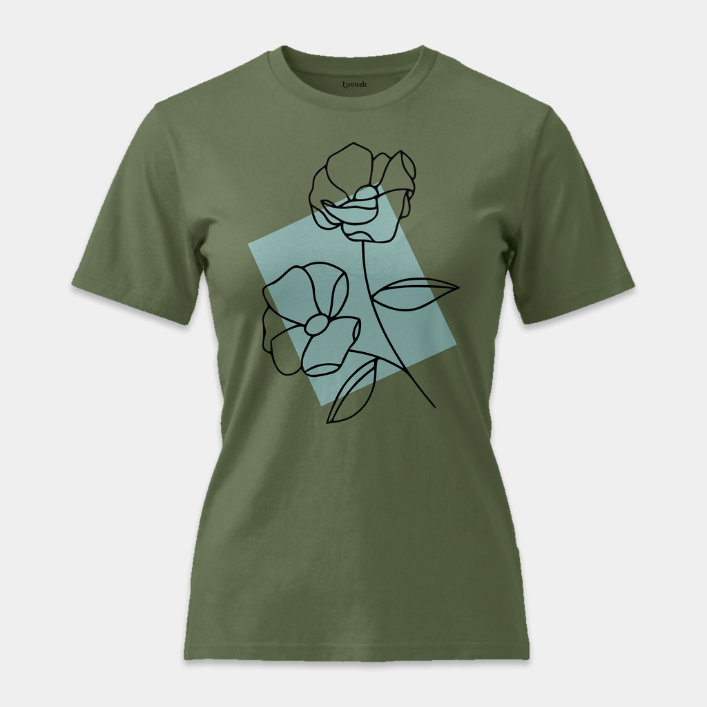 Camiseta Line Art Floral Mint