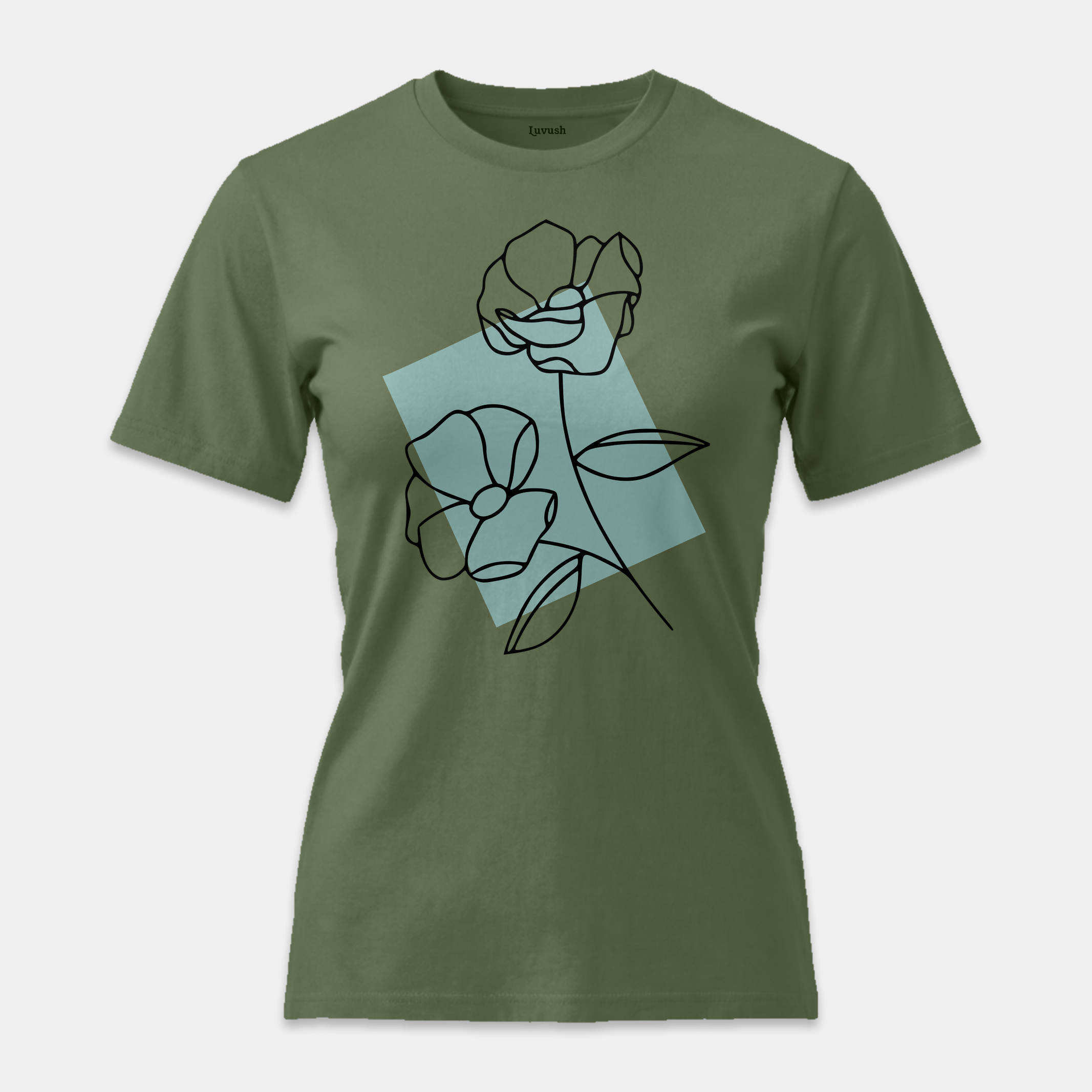 Camiseta Line Art Floral Mint