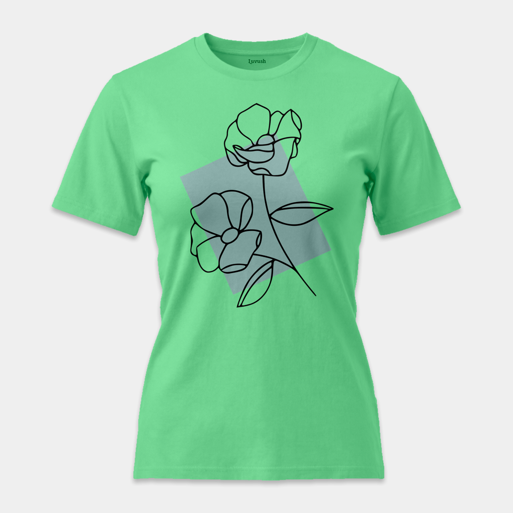 Camiseta Line Art Floral Mint