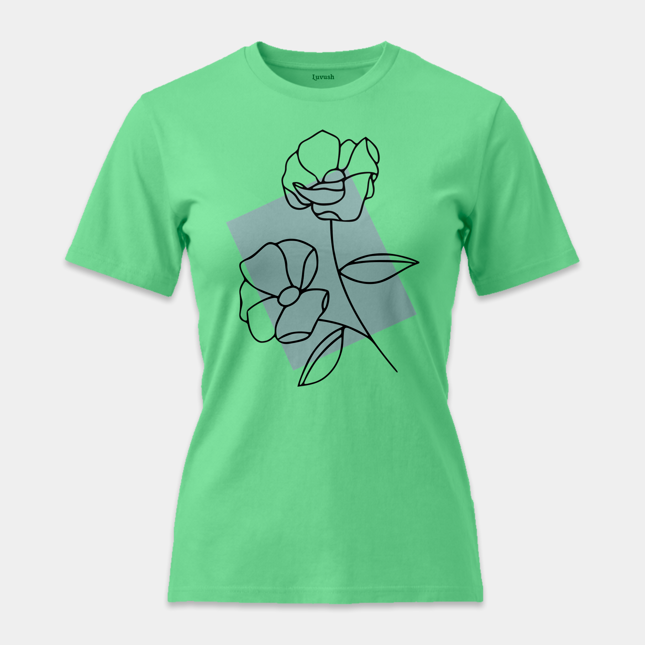 Camiseta Line Art Floral Mint