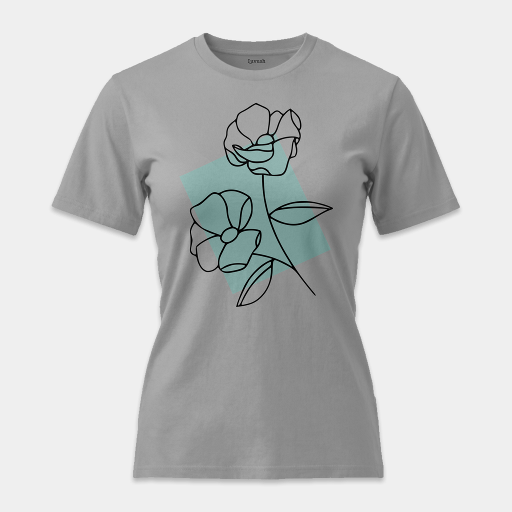 Camiseta Line Art Floral Mint