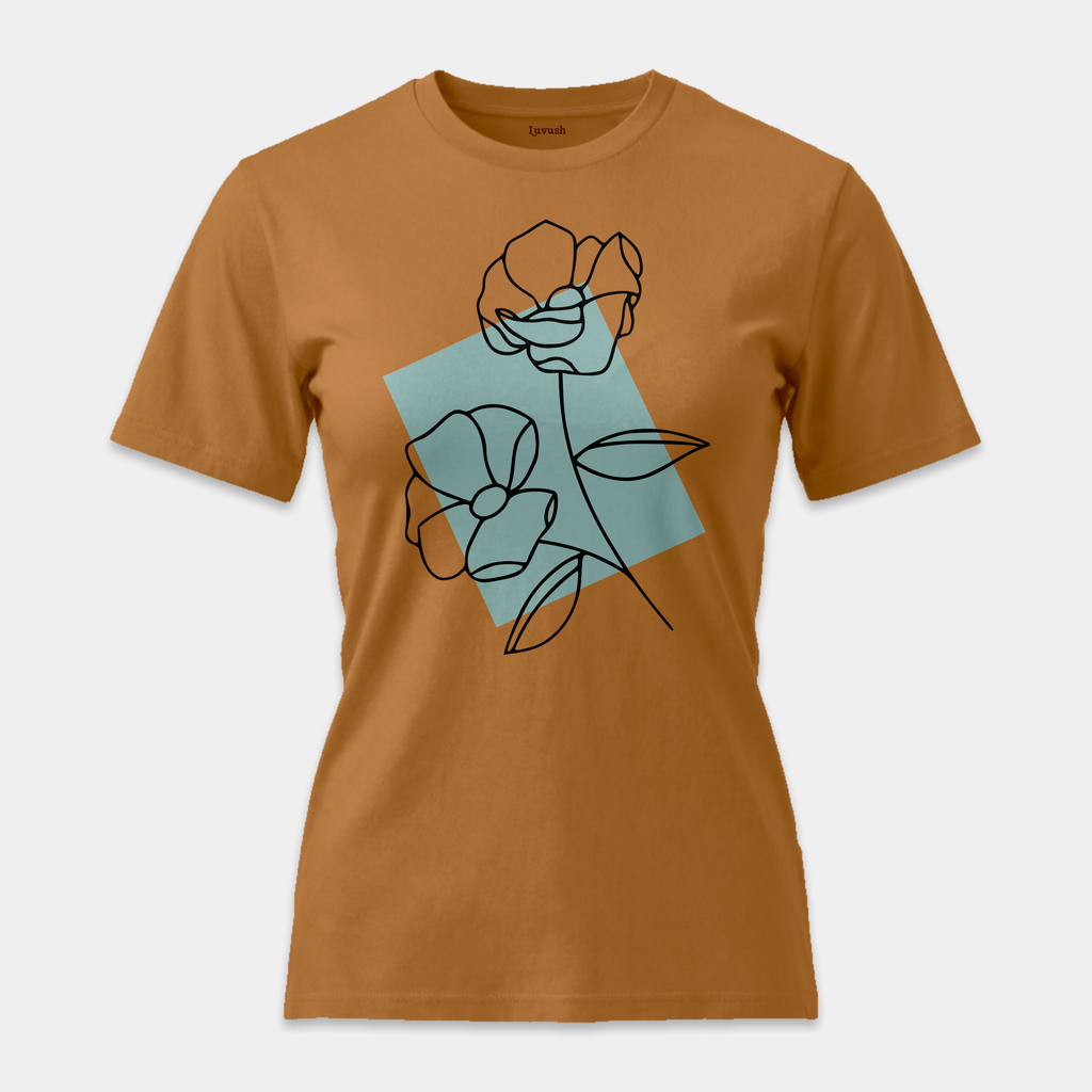 Camiseta Line Art Floral Mint