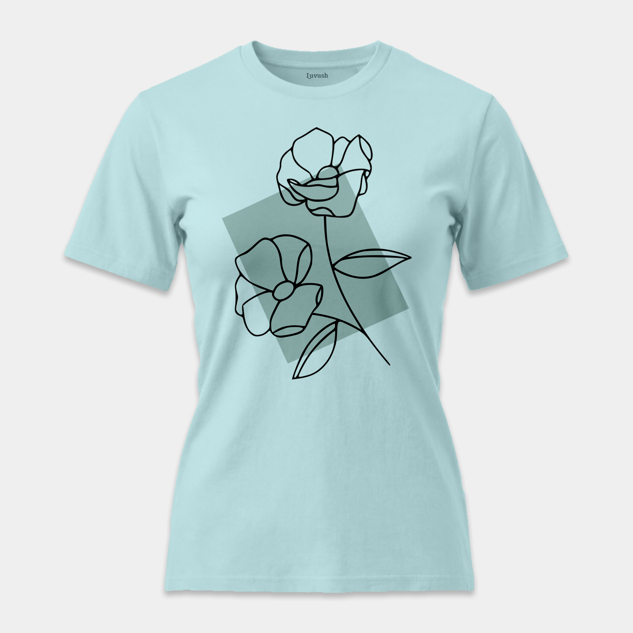 Camiseta Line Art Floral Mint