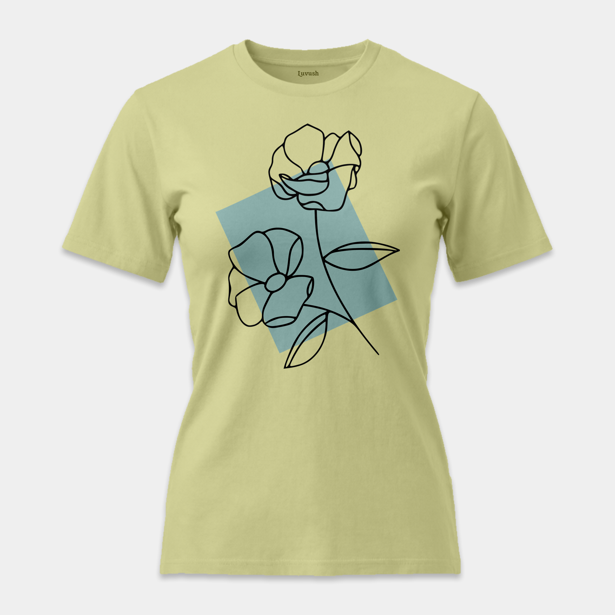 Camiseta Line Art Floral Mint