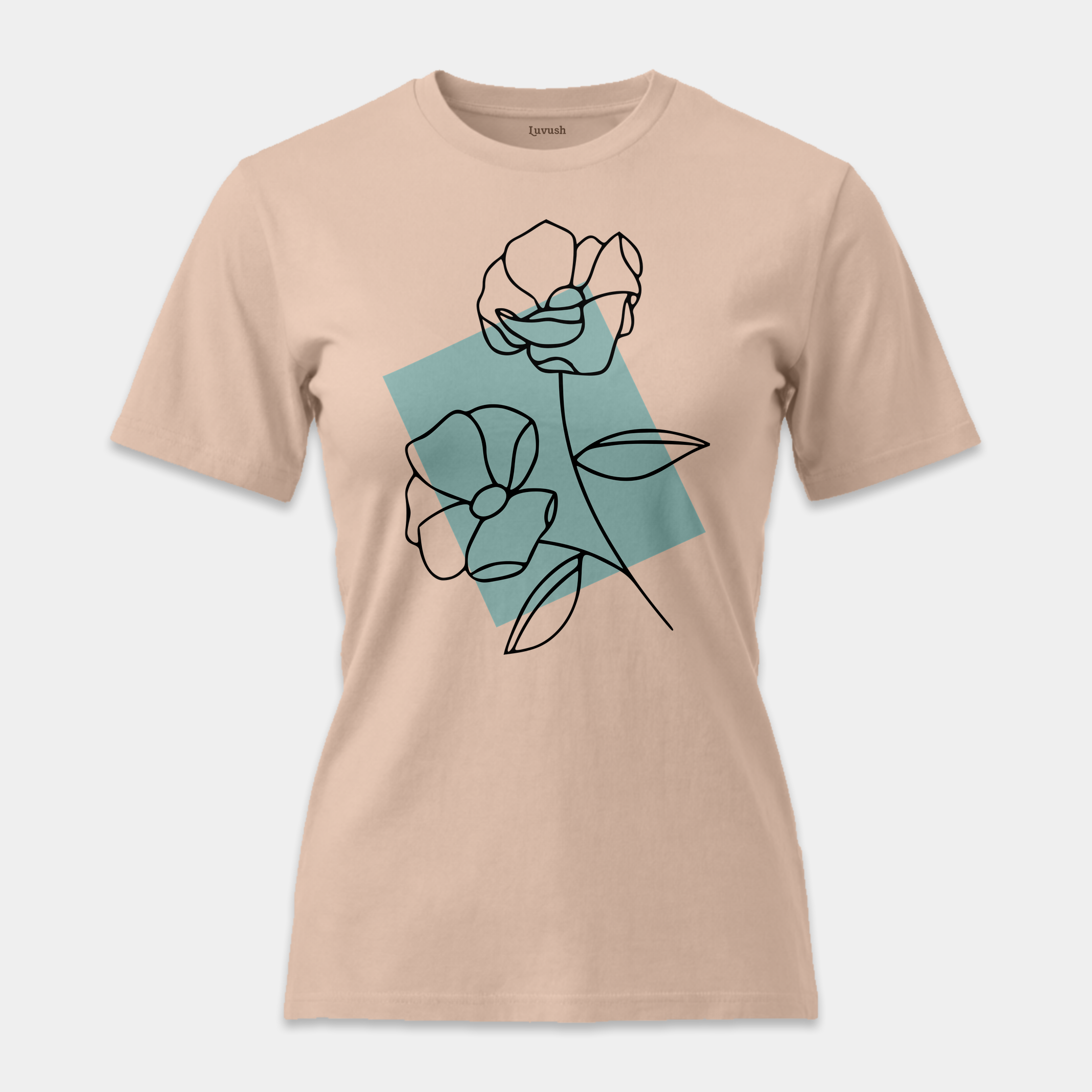 Camiseta Line Art Floral Mint