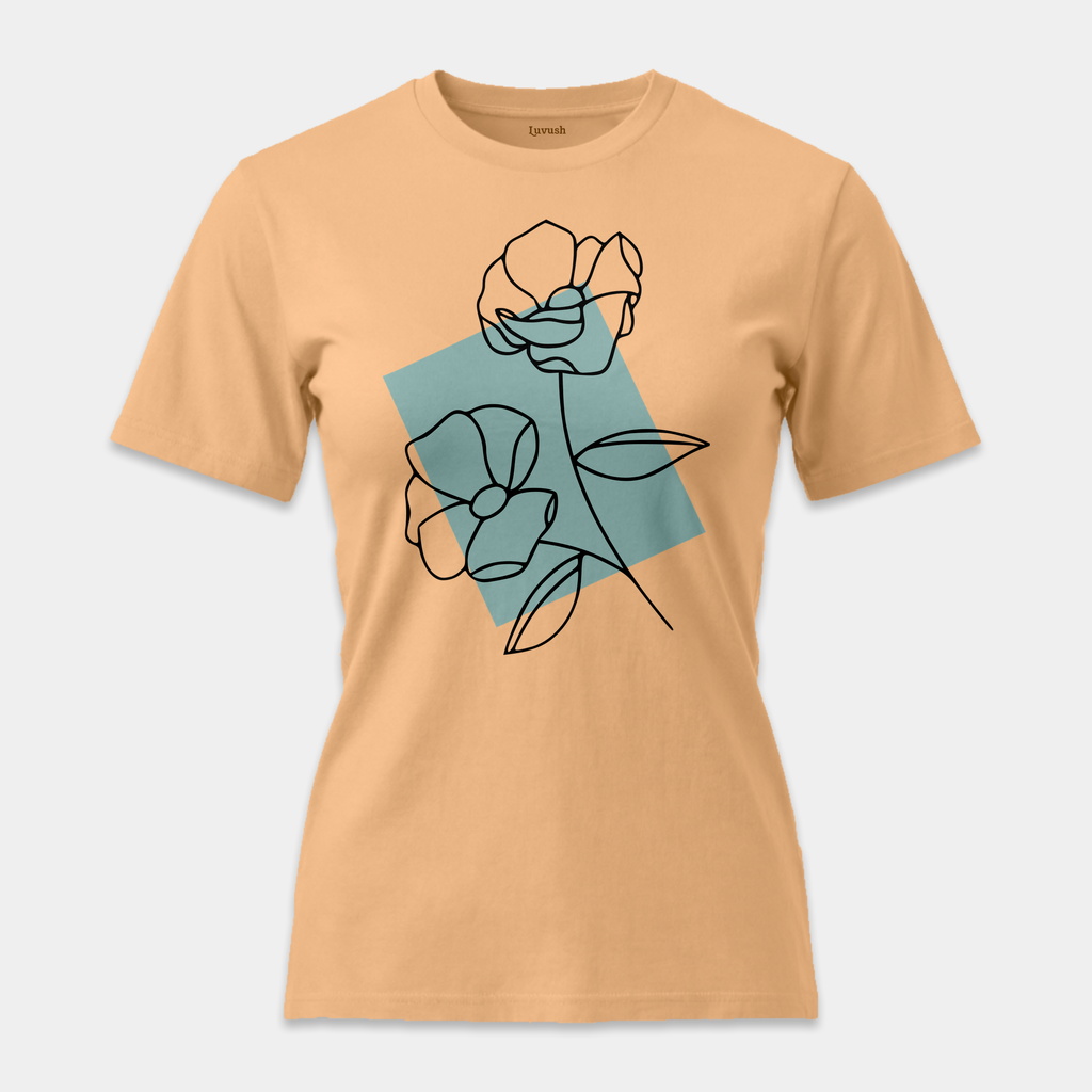 Camiseta Line Art Floral Mint