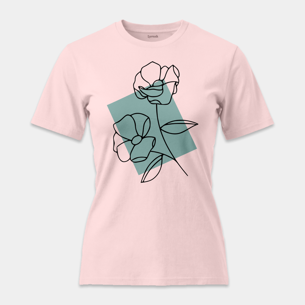 Camiseta Line Art Floral Mint
