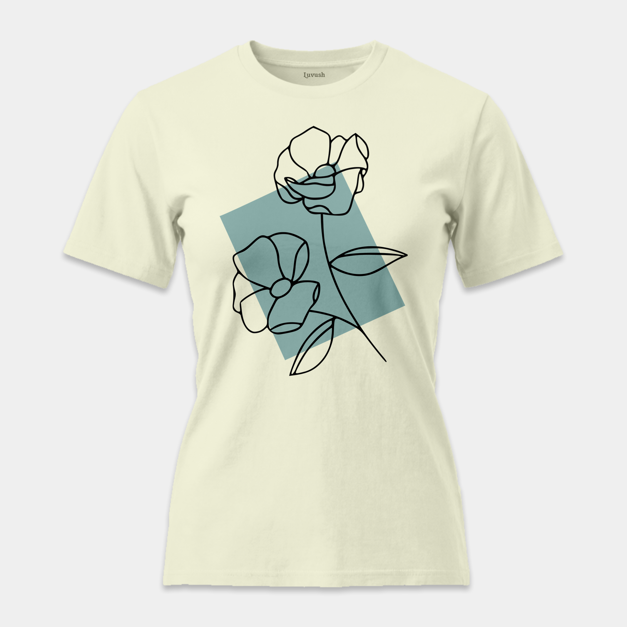Camiseta Line Art Floral Mint