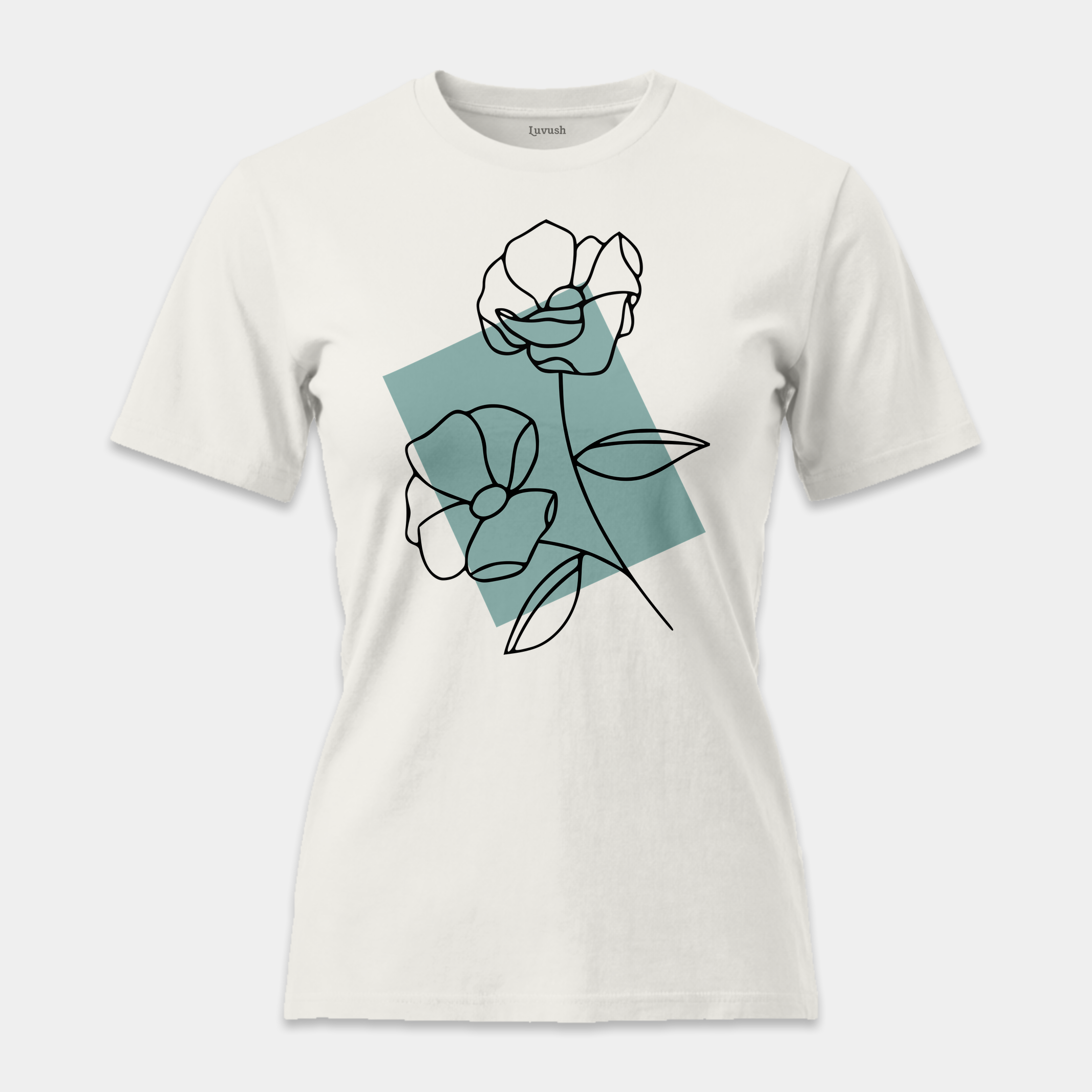 Camiseta Line Art Floral Mint