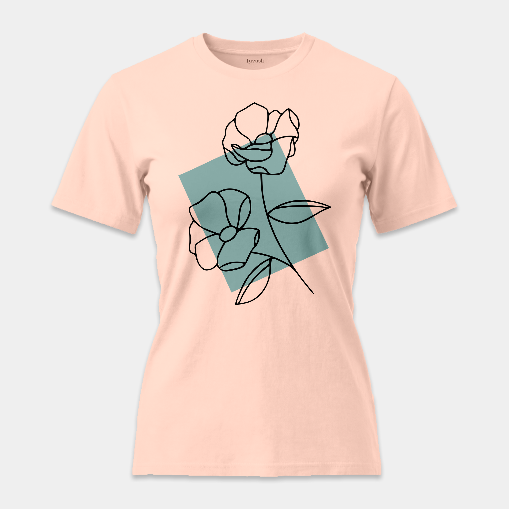 Camiseta Line Art Floral Mint
