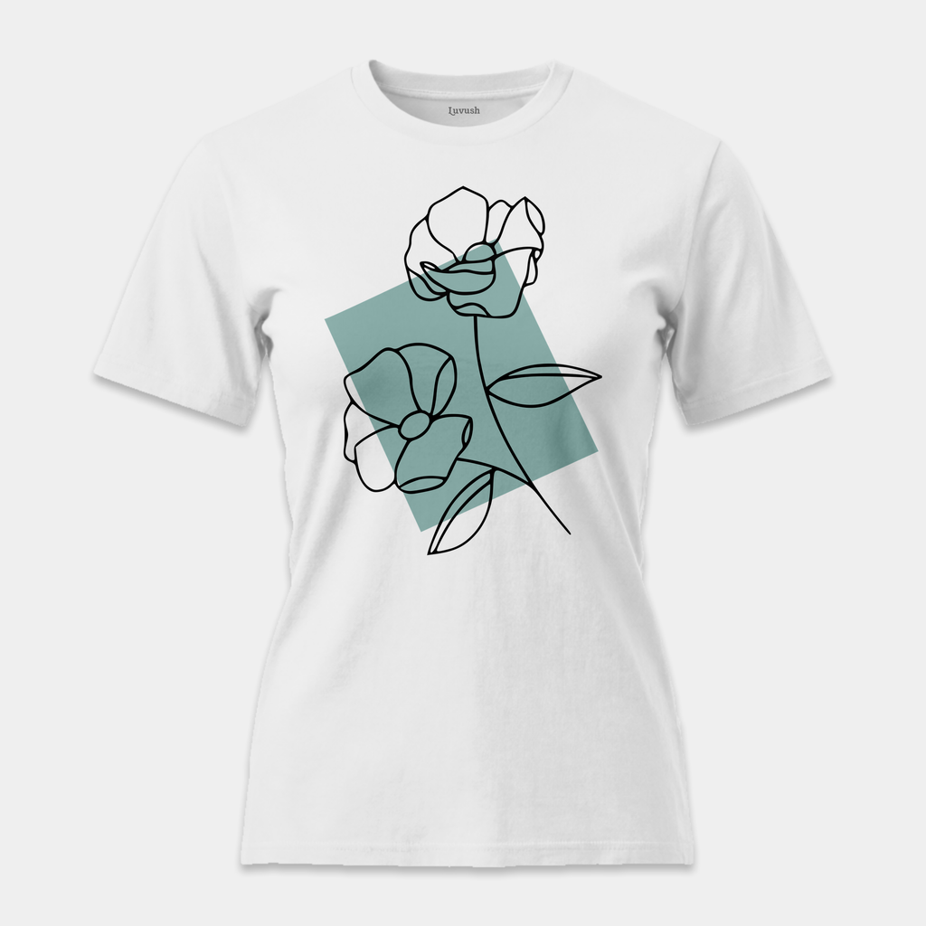 Camiseta Line Art Floral Mint