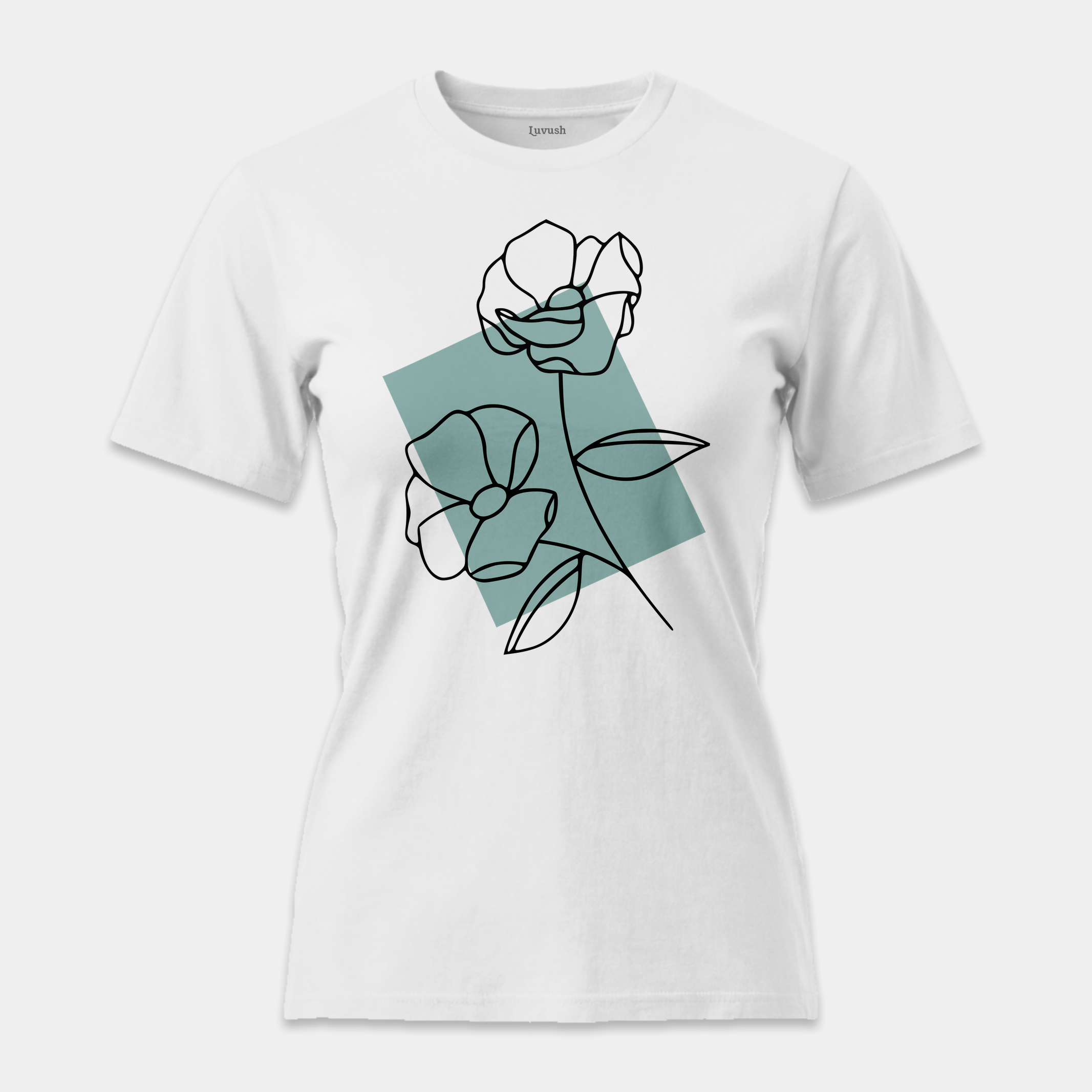 Camiseta Line Art Floral Mint