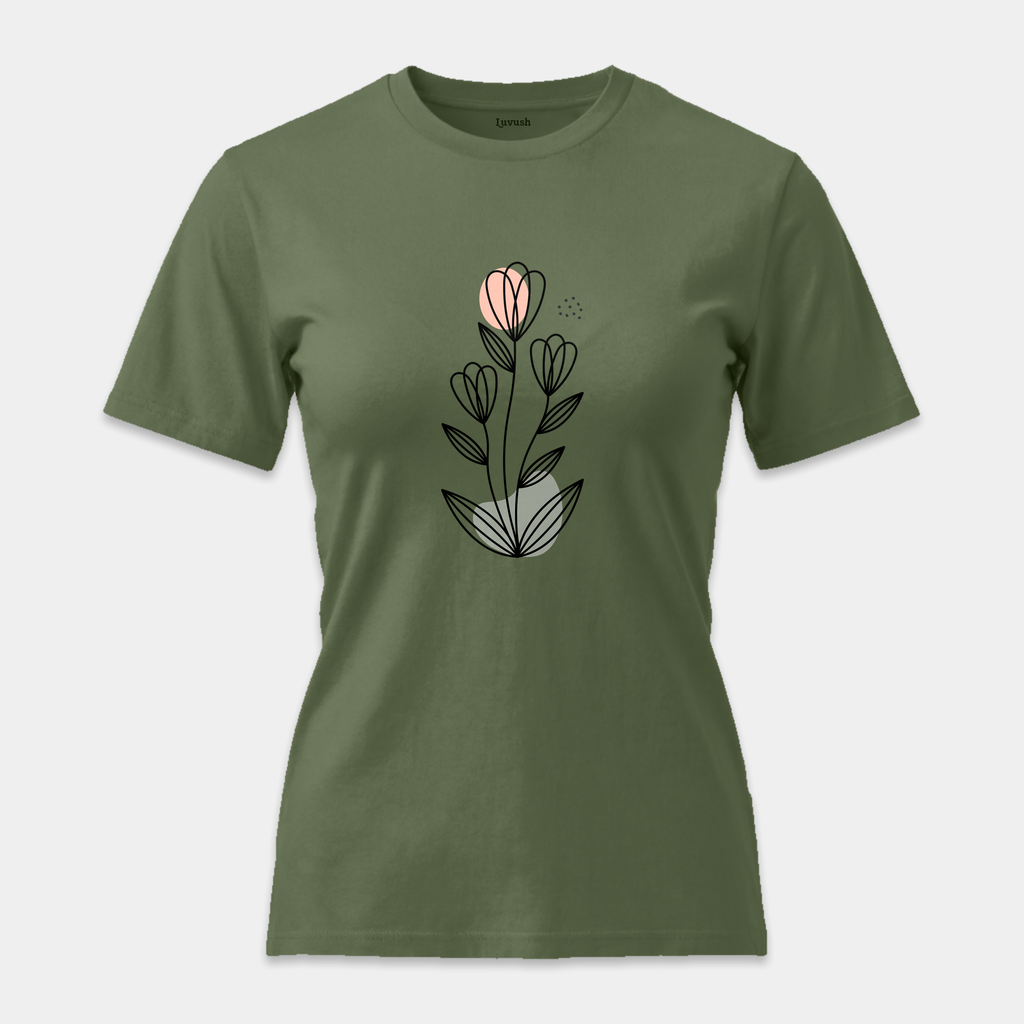 Camiseta Botánica Líneas Rosa