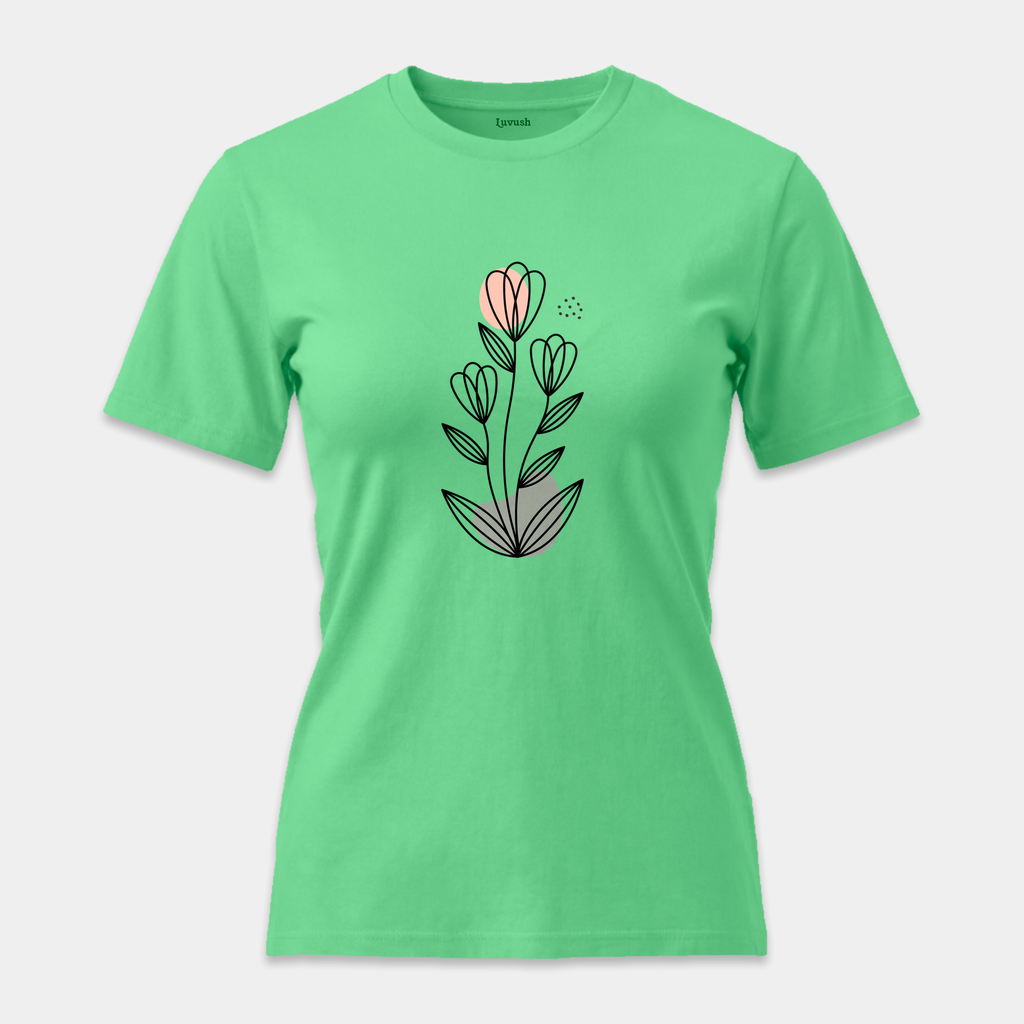 Camiseta Botánica Líneas Rosa