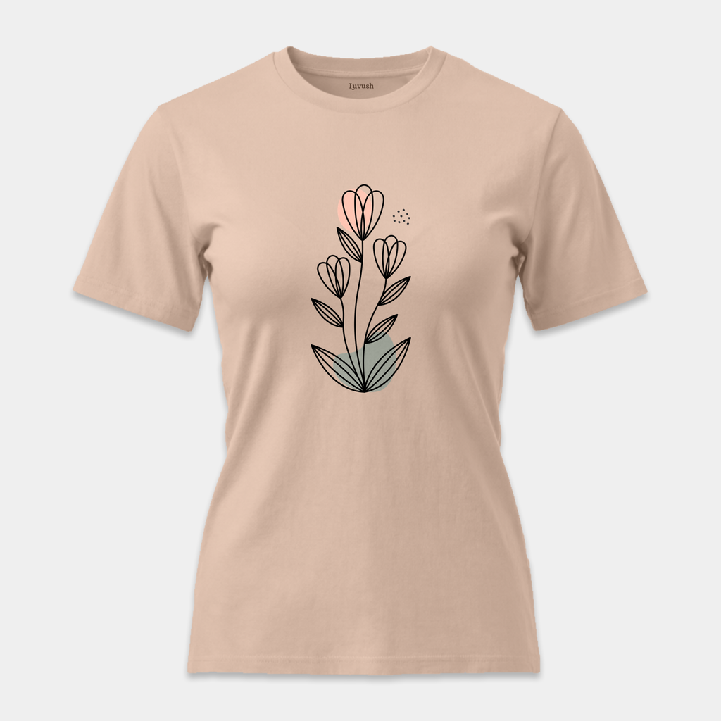 Camiseta Botánica Líneas Rosa
