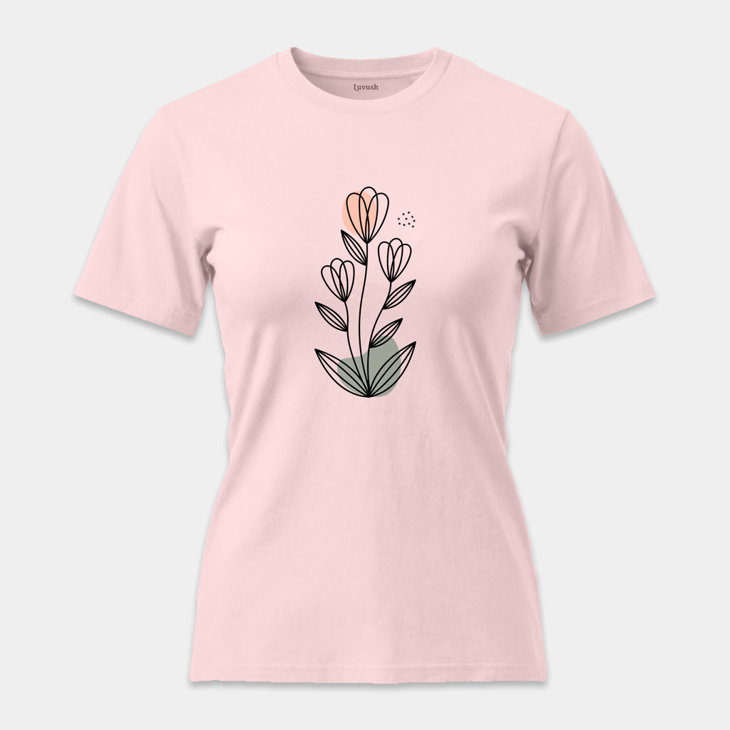 Camiseta Botánica Líneas Rosa