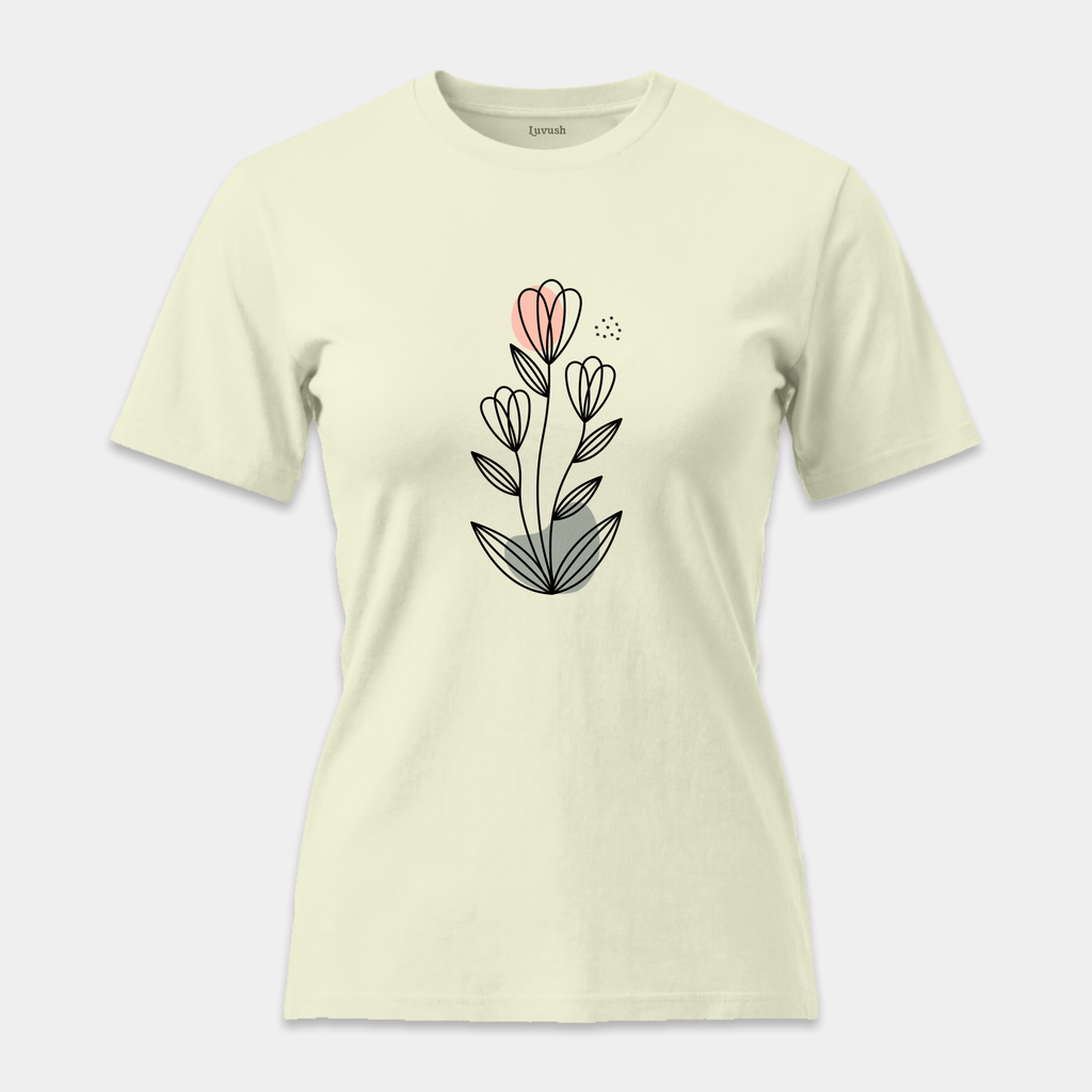 Camiseta Botánica Líneas Rosa