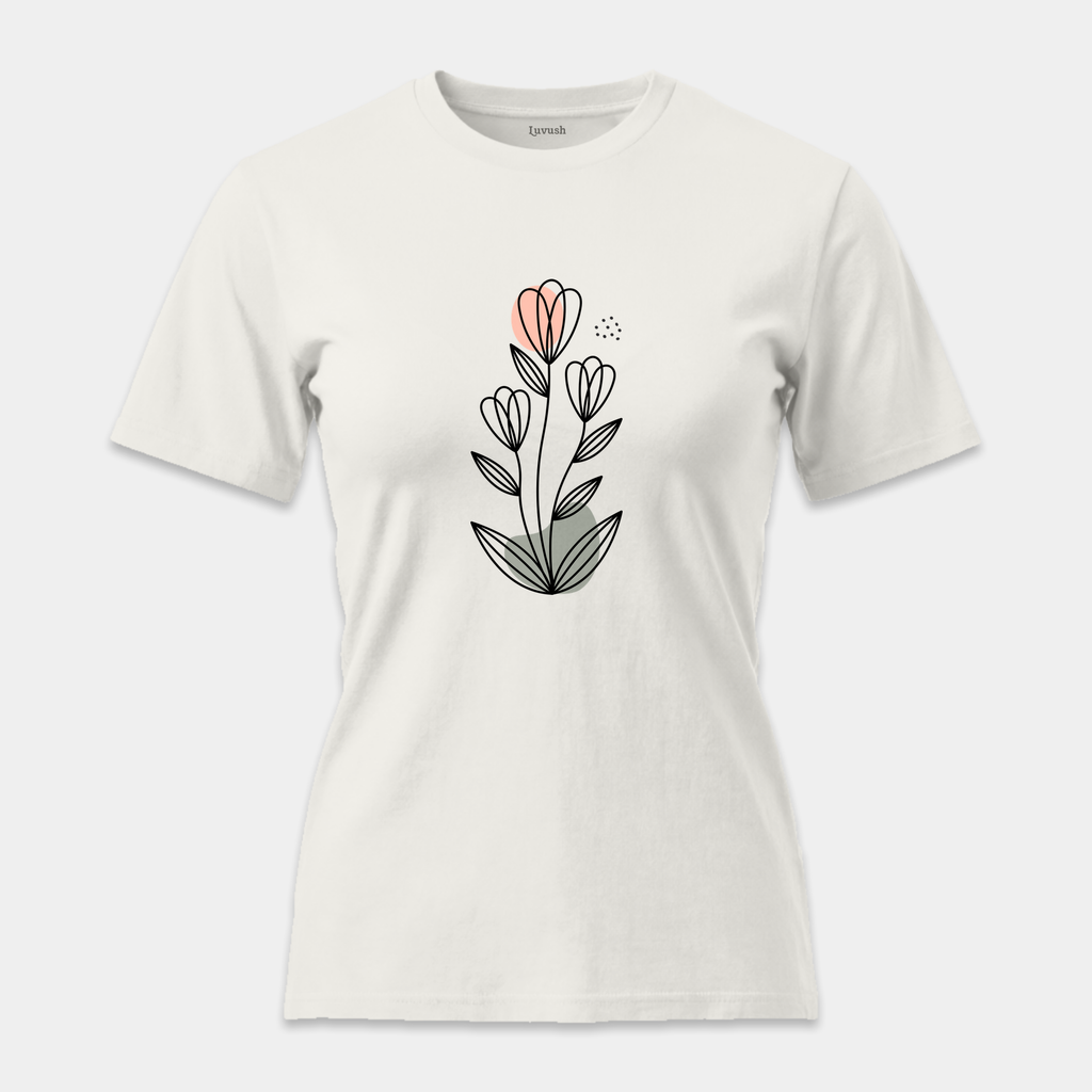 Camiseta Botánica Líneas Rosa