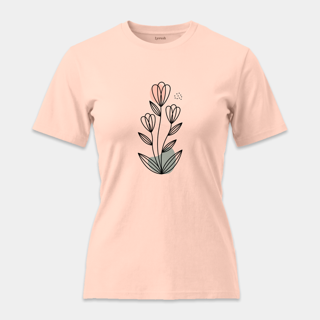 Camiseta Botánica Líneas Rosa