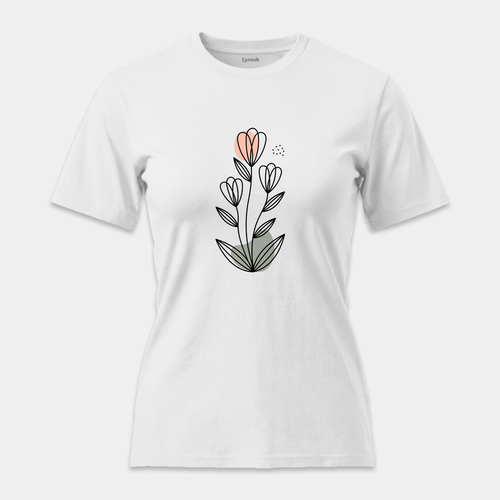 Camiseta Botánica Líneas Rosa