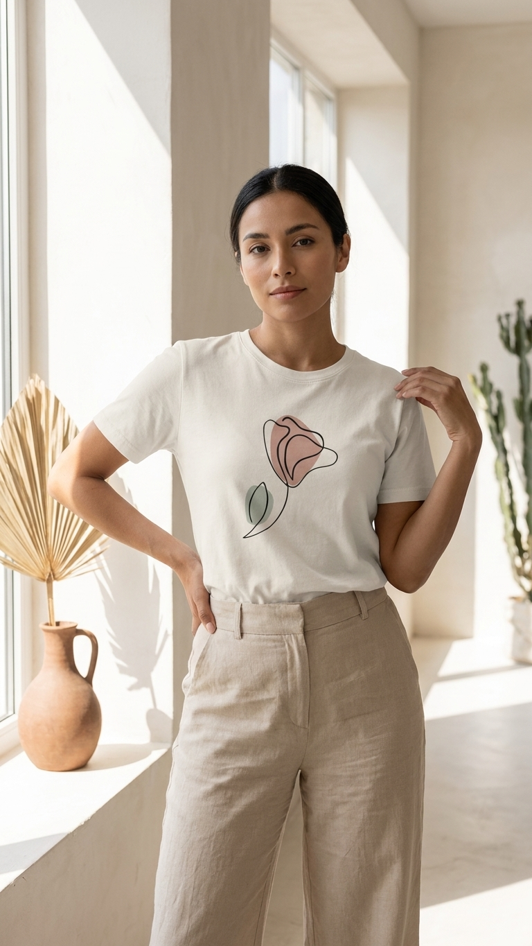 Camiseta Trazo Floral Abstracto